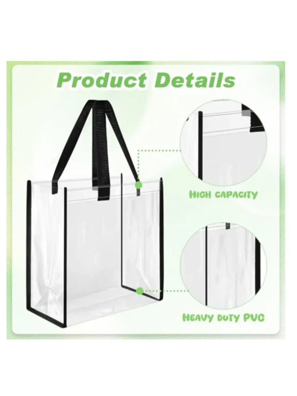 Clear Tote Bags Stadium Approved with Handles PVC Waterproof 42 Pack